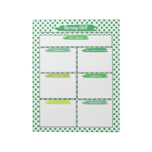 Vorlage für grüne Krankenpflege Notizblock (Rotiert)
