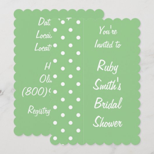 Vorlage für grünes Apple Polka Dot Einladung (Vorne/Hinten)