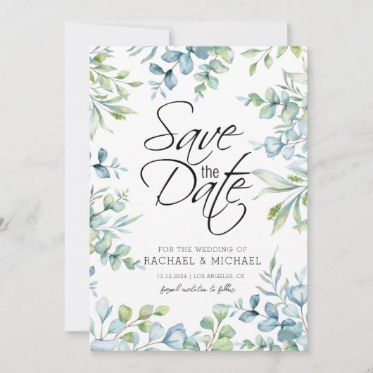 Vorlage für Grünflächen Wasserfarben Save the Date (Vorderseite)