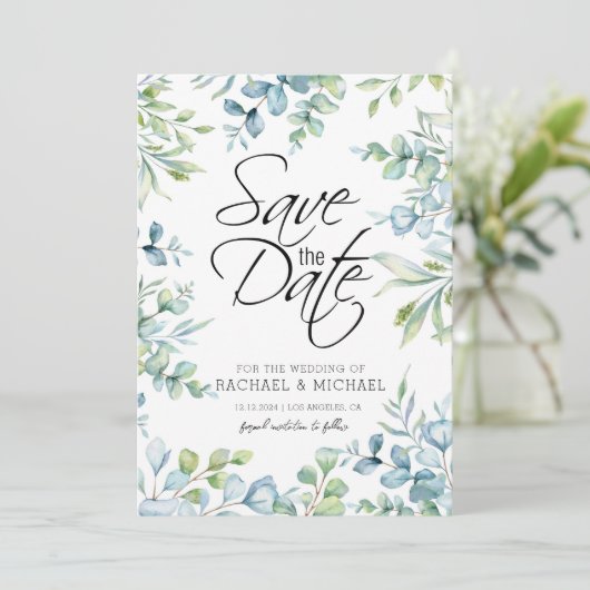 Vorlage für Grünflächen Wasserfarben Save the Date (Stehend Vorderseite)