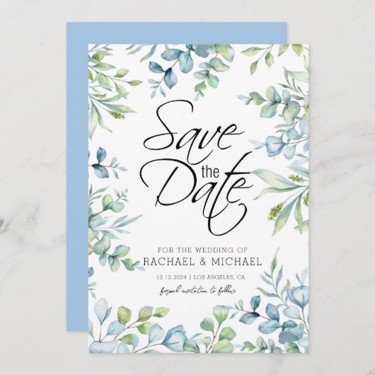 Vorlage für Grünflächen Wasserfarben Save the Date (Vorne/Hinten)