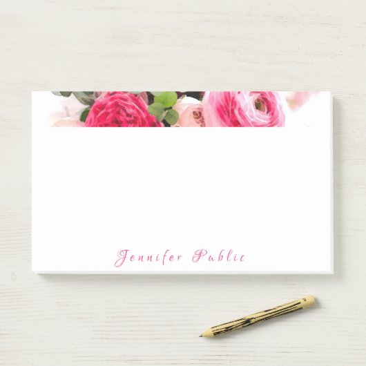 Vorlage für handgeschriebene Namenstext-Rose Post-it Klebezettel (Auf Schreibtisch)