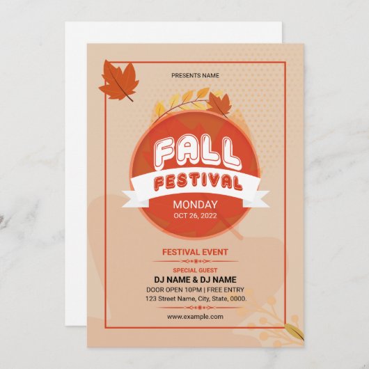 Vorlage für Herbst/Herbst-Party-Flyer (Vorne/Hinten)