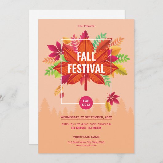 Vorlage für Herbst/Herbst-Party-Flyer (Vorne/Hinten)