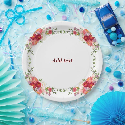 Vorlage für hübsche Blume, benutzerdefinierbar, Pappteller (Party)