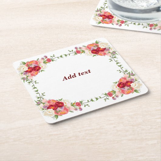 Vorlage für hübsche Blume, benutzerdefinierbar, Rechteckiger Pappuntersetzer (angewinkelt)