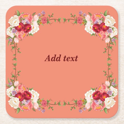 Vorlage für hübsche Blume, benutzerdefinierbar, Rechteckiger Pappuntersetzer (Vorderseite)