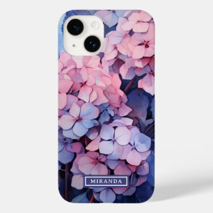 Vorlage für hübsche Lila Wasserfarben-Hydrangea Case-Mate iPhone 14 Hülle