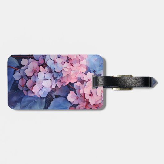 Vorlage für hübsche Lila Wasserfarben-Hydrangea Gepäckanhänger (Rückseite horizontal)
