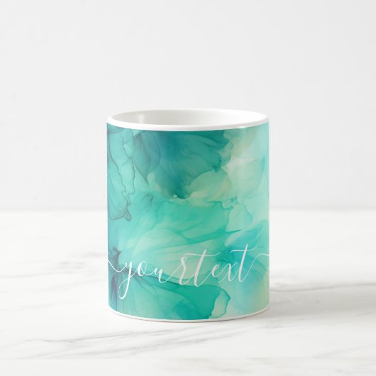 Vorlage für hübschen Skripttext Aquamarin Grüne Fa Kaffeetasse (Mittel)