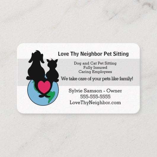 Vorlage für Hunde und Katzen Visitenkarte (Vorderseite)