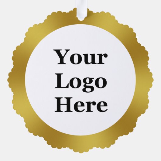 Vorlage für Ihr Business Gold und Weiß-Logo Ornament Karte (Rückseite)