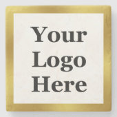 Vorlage für Ihr Business Gold und Weiß-Logo Steinuntersetzer (Vorderseite)