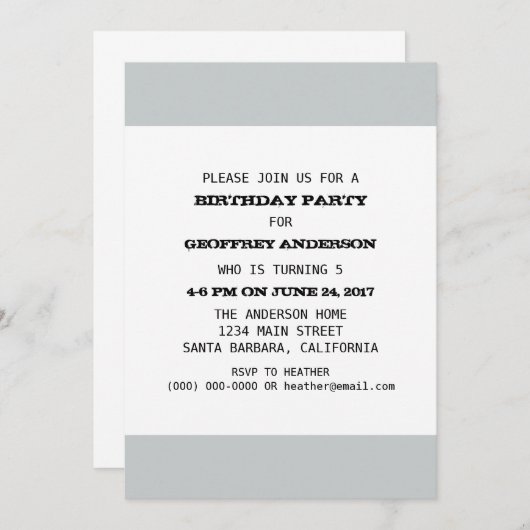 Vorlage für Kid Birthday (Vorne/Hinten)