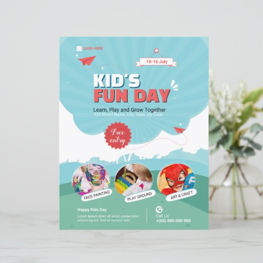 Vorlage für Kid's Funday Flyer (Stehend Vorderseite)