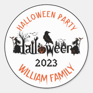 Vorlage für kreative Typografie-Halloween-Party Runder Aufkleber