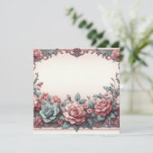 Vorlage für leere Blankenkarte, trübe Rose Türkis (Stehend Vorderseite)