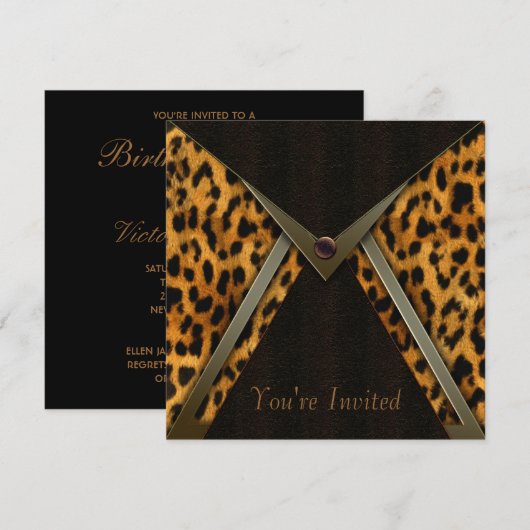 Vorlage für Leopard-Party Einladungen (Vorne/Hinten)