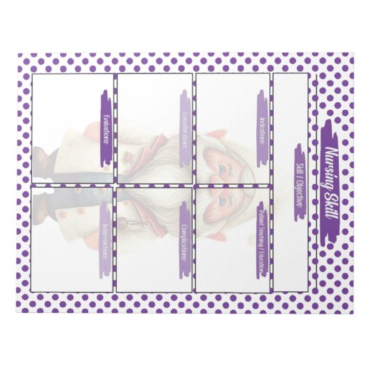 Vorlage für lila Dr. Gnome-Krankenpfleger Notizblock (Vorderseite)