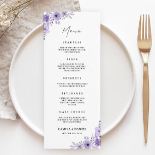 Vorlage für lila Hochzeitmenükarten