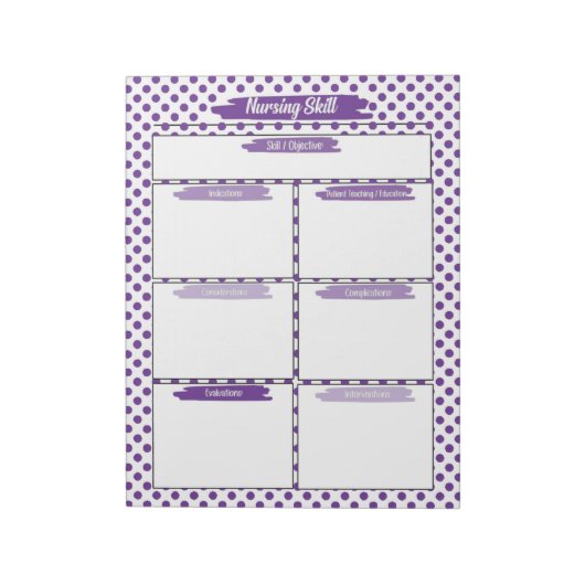 Vorlage für lila Krankenpflege Notizblock (Rotiert)