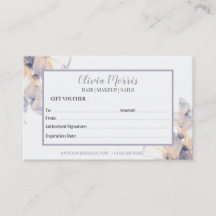 Vorlage für lila pastellige Blumengeschenkgutschei