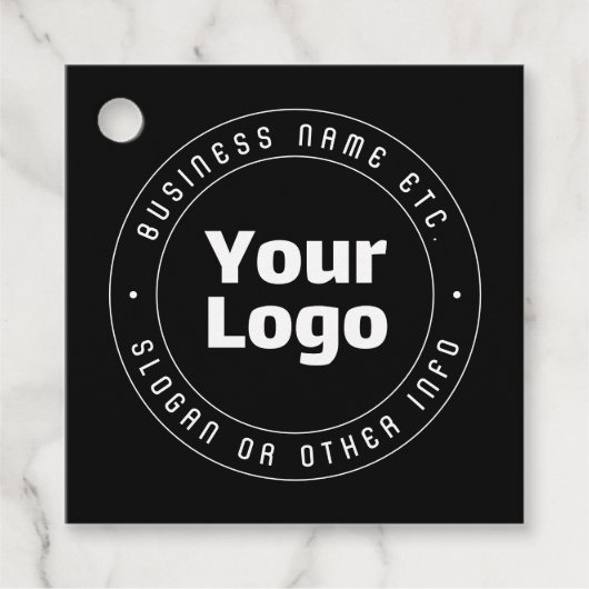 Vorlage für Logos und bearbeiteten Text | Schwarz Geschenkanhänger (Vorderseite)