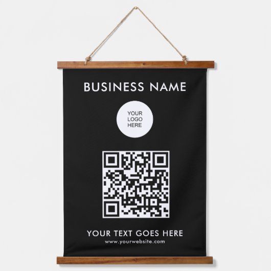 Vorlage für Logos von Unternehmen mit QR-Code Wandteppich Mit Holzrahmen (Vorderseite)