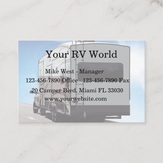 Vorlage für Luxus-Motorhome Händler-Visitenkarte Visitenkarte (Vorderseite)