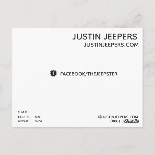 Vorlage für männliche Musterkopfkarten Postkarte (Rückseite)