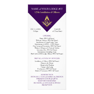Vorlage für Masonic Rack Card   Lila & Gold Werbekarte