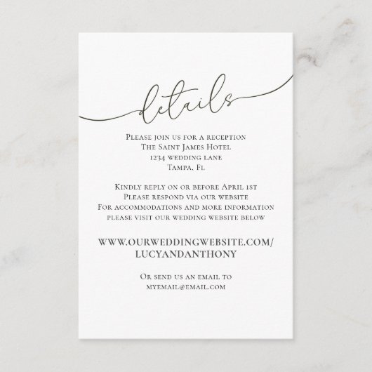 Vorlage für Minimalistische einfache Hochzeitdetai (Vorderseite)