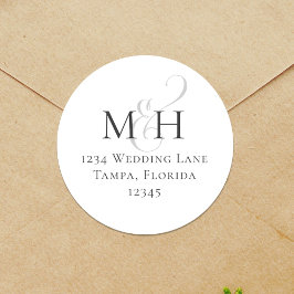 Vorlage für Minimalistische einfache Monogramm-Rüc Runder Aufkleber