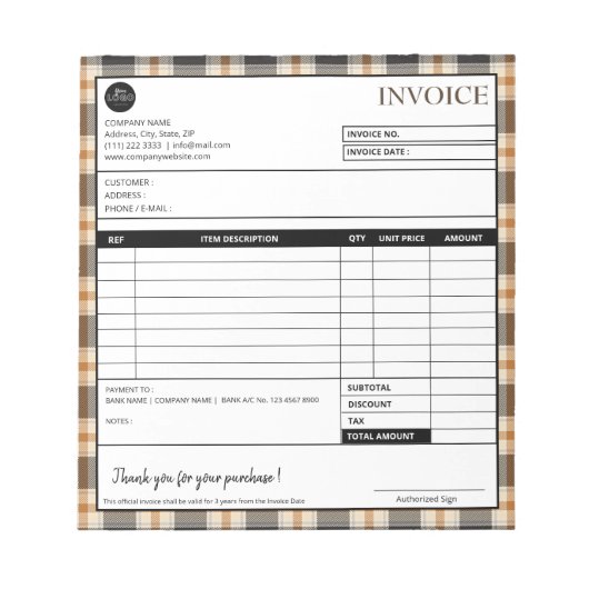 Vorlage für Minimalistische Karierte grenzübergrei Notizblock (Vorderseite)