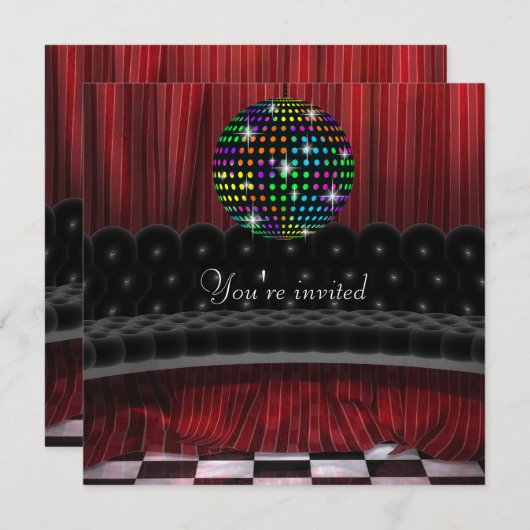 Vorlage für Mirror Ball Disco-Party Einladung (Vorne/Hinten)