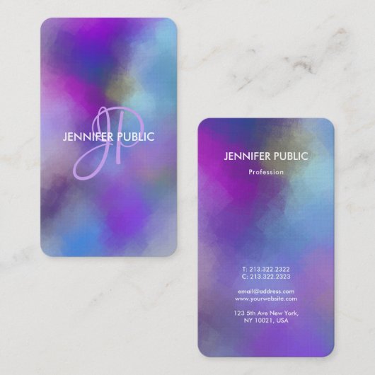Vorlage für moderne, elegante Abstrakt Art Monogra Visitenkarte (Vorne/Hinten)