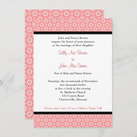 Vorlage für moderne Pfirsichhochzeiten (Vorne/Hinten)