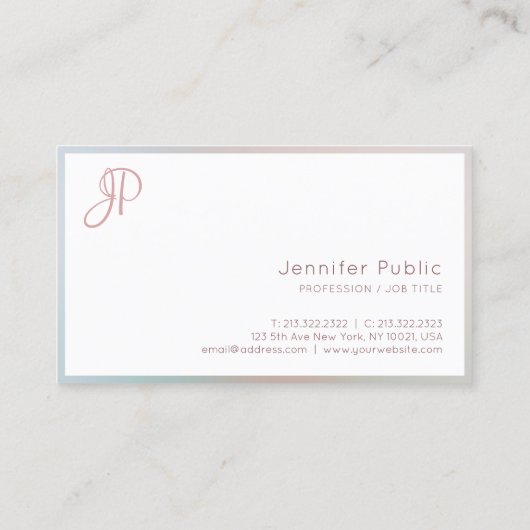 Vorlage für moderne Script Monogram-Elegante Farbe Visitenkarte (Rückseite)