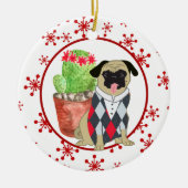 Vorlage für Mops und Kakteen, Red Snowflake Keramik Ornament (Vorne)