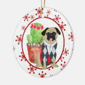 Vorlage für Mops und Kakteen, Red Snowflake Keramik Ornament (Links)