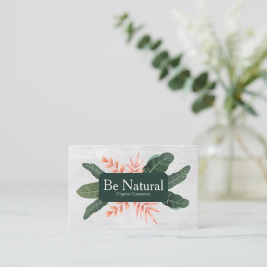 Vorlage für naturkosmetische grüne Blätter Visitenkarte (Stehend Vorderseite)