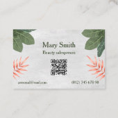 Vorlage für naturkosmetische grüne Blätter Visitenkarte (Rückseite)