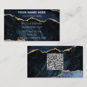 Vorlage für Navy Blue Business Card mit QR-Code Visitenkarte