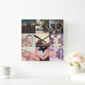 Vorlage für neun FotoCollage Quadratische Wanduhr (Zuhause)