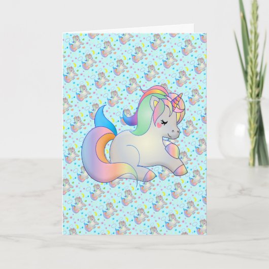 Vorlage für niedliche Rainbow Unicorn-Meldung (Vorderseite)