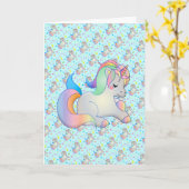 Vorlage für niedliche Rainbow Unicorn-Meldung (Gelbe Blume)