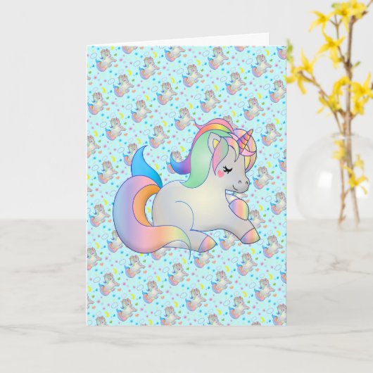 Vorlage für niedliche Rainbow Unicorn-Meldung (Gelbe Blume)