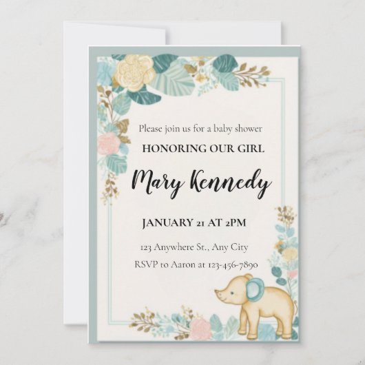 Vorlage für niedliche und kuschelige Babydusche (Vorderseite)