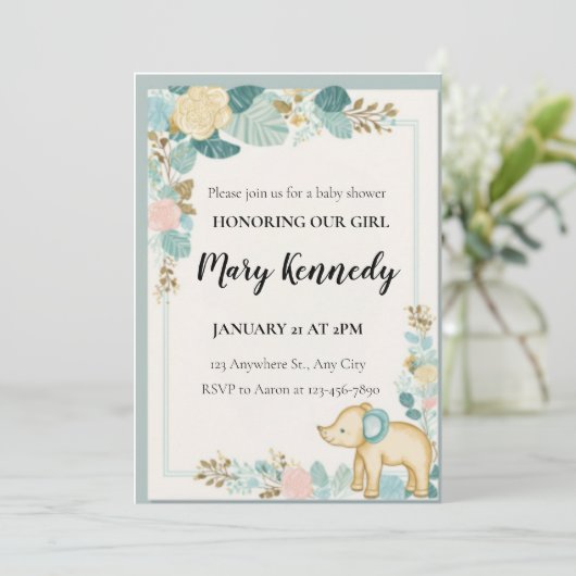 Vorlage für niedliche und kuschelige Babydusche (Stehend Vorderseite)