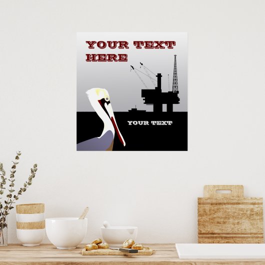 Vorlage für Offshore-Erdöl und Pelikanplakate Poster (Küche)